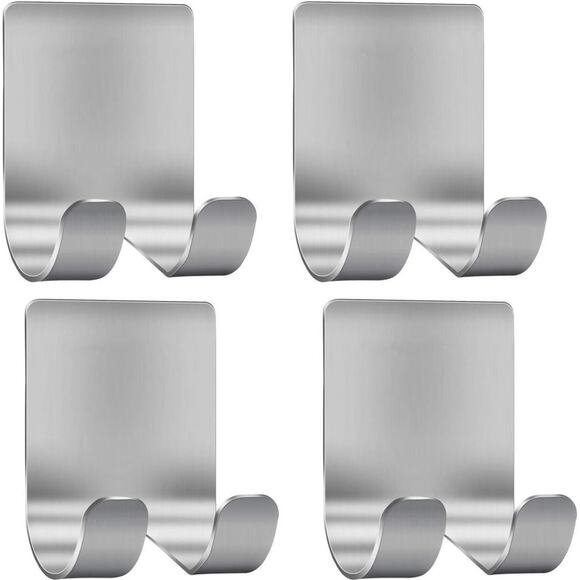 Deluxe Razor Holder for Shower-Hook (3) (4 Pack) Adhesive Stainless Steel - Picture 2 of 7